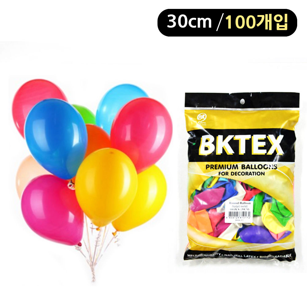 해피파티 풍선 일반 라운드 30cm (100개입) (혼합)