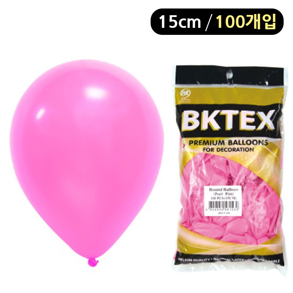 해피파티 풍선 펄 라운드 15cm (100개입) (핑크)