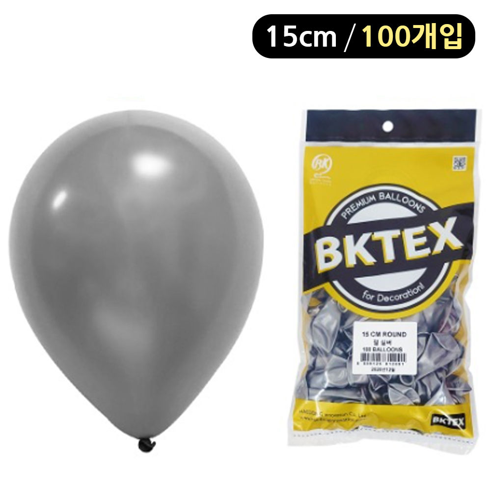 해피파티 풍선 펄 라운드 15cm (100개입) (실버)