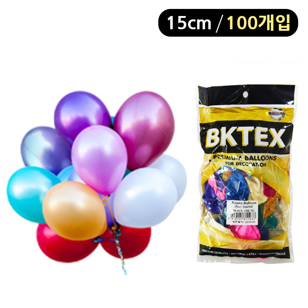 해피파티 풍선 펄 라운드 15cm (100개입) (혼합)