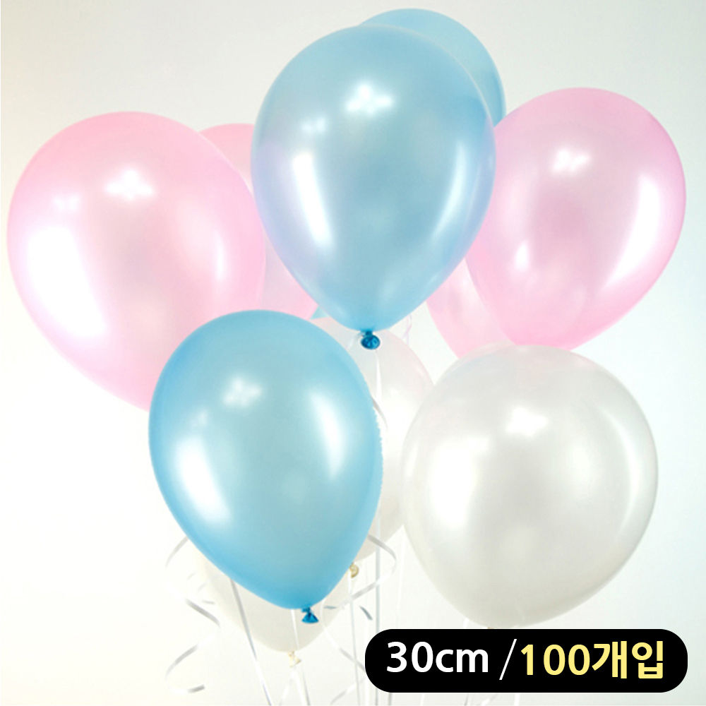 해피파티 풍선 3색 펄 혼합 라운드 30cm (100개입) (베이비톤)