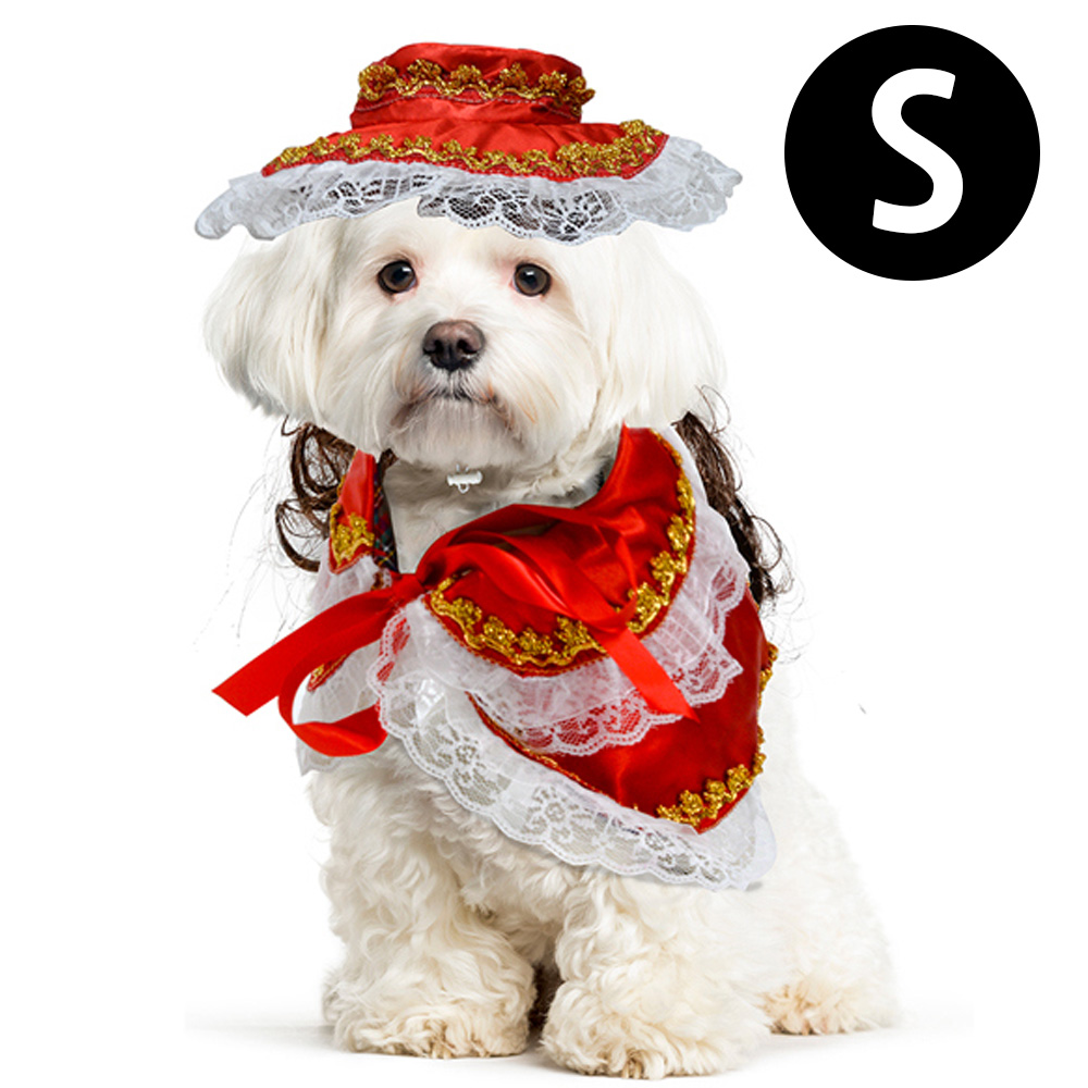 해피파티 펫 이벤트 의상 할로윈 코스튬 레이스 세트 (오렌지) (S)