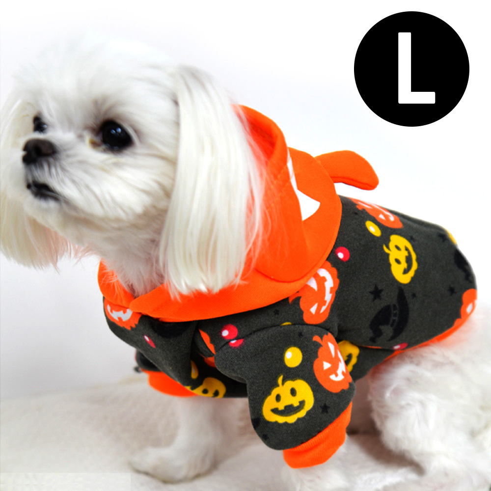 해피파티 펫 이벤트 의상 할로윈 코스튬 펌프킨 인쇄 후드 (L)