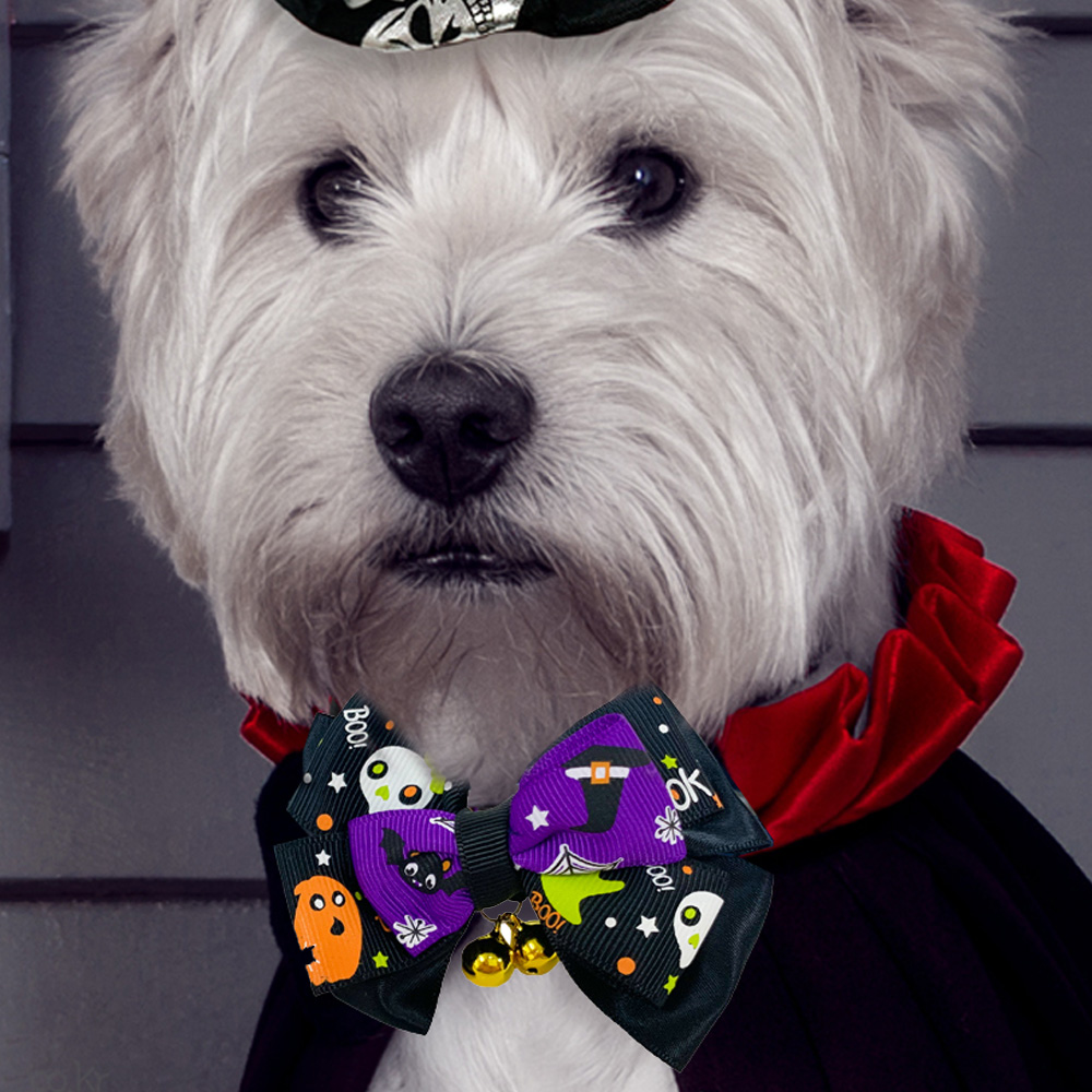 해피파티 펫 이벤트 할로윈 나비 넥타이 3단 리본 (퍼플)