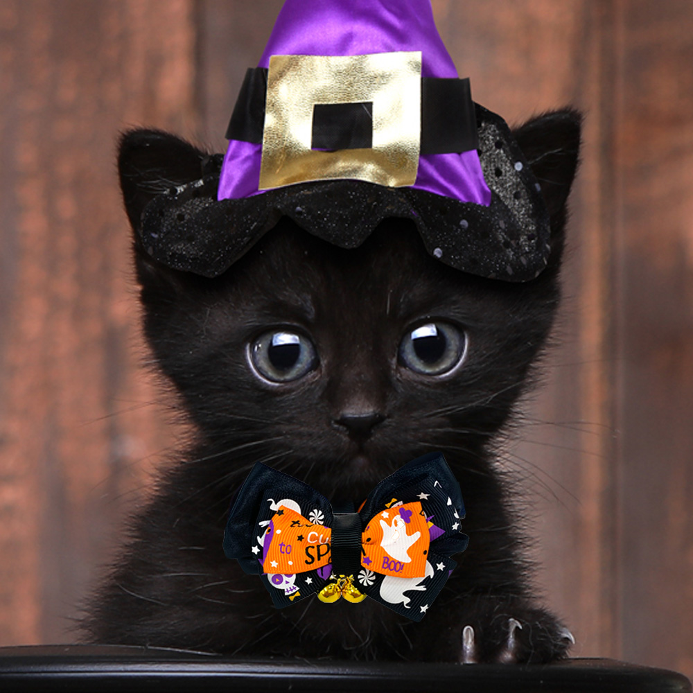 해피파티 펫 이벤트 할로윈 나비 넥타이 3단 리본 (오렌지)