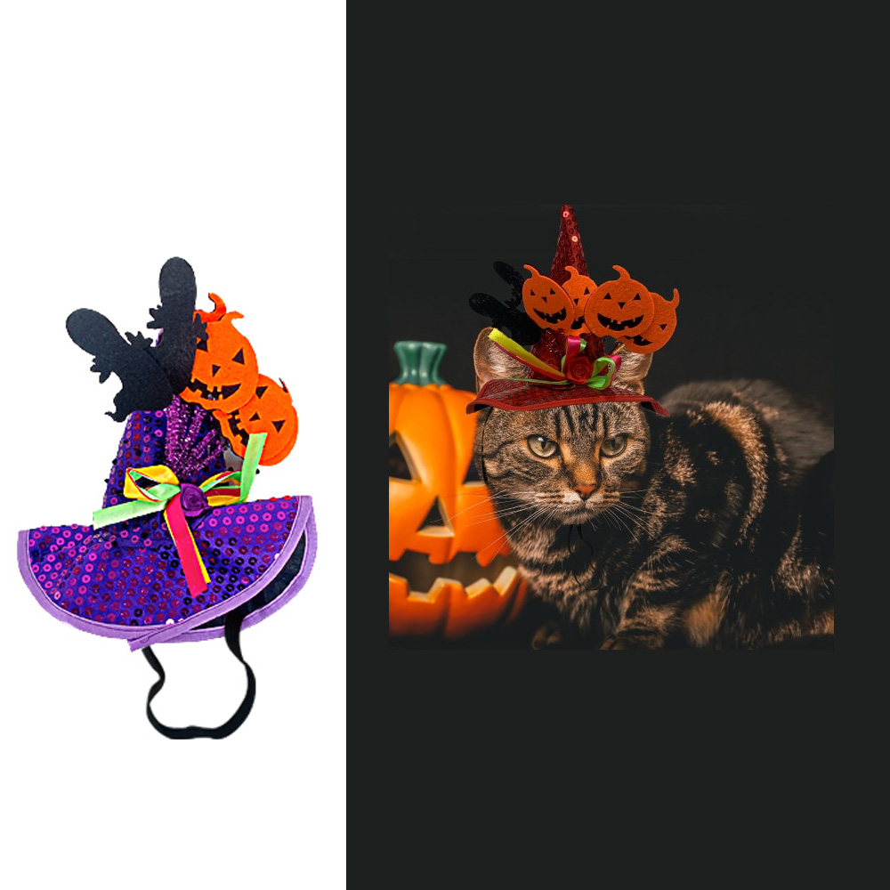 해피파티 펫 이벤트 할로윈 고급 마녀모자 (퍼플)