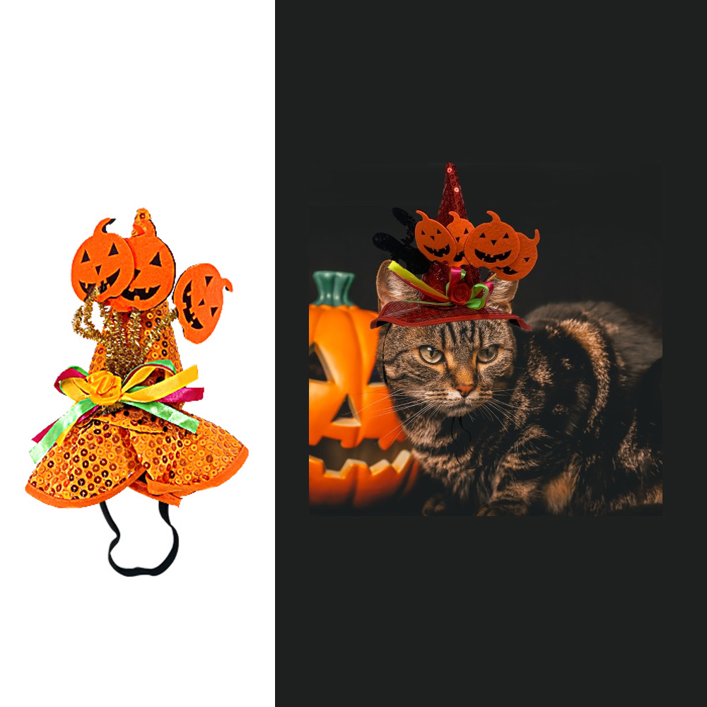 해피파티 펫 이벤트 할로윈 고급 마녀모자 (오렌지)