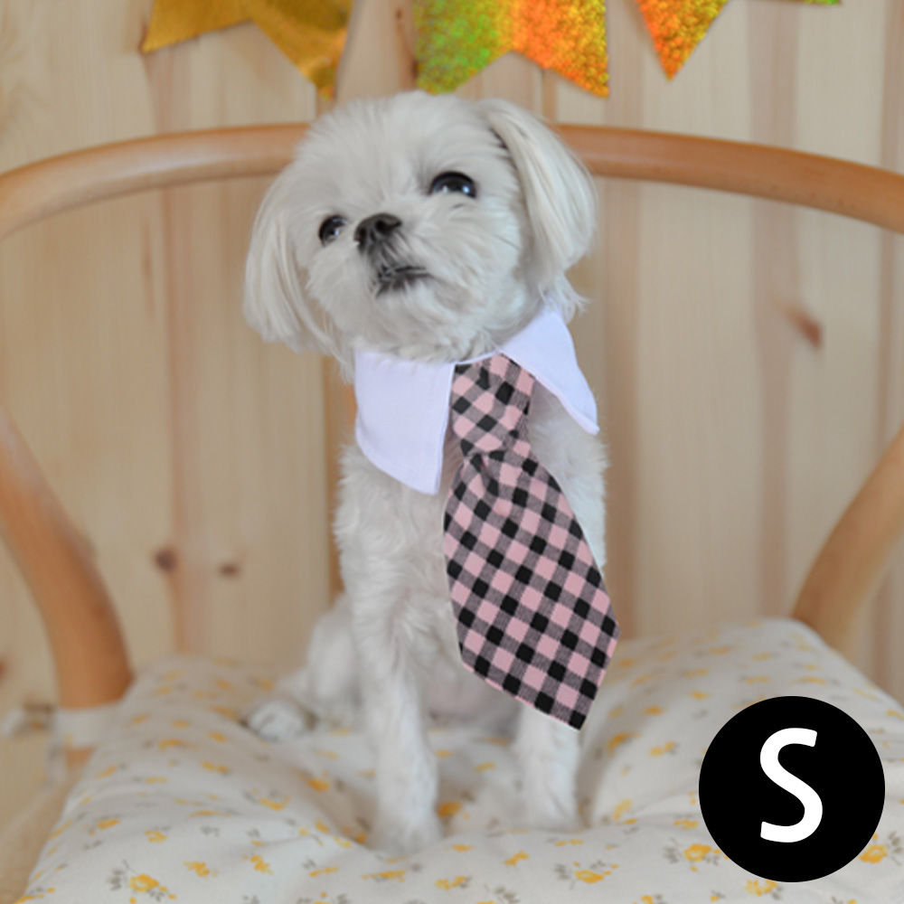 해피파티 펫 이벤트 결혼식 상견례 카라 넥타이 (S) (핑크체크)