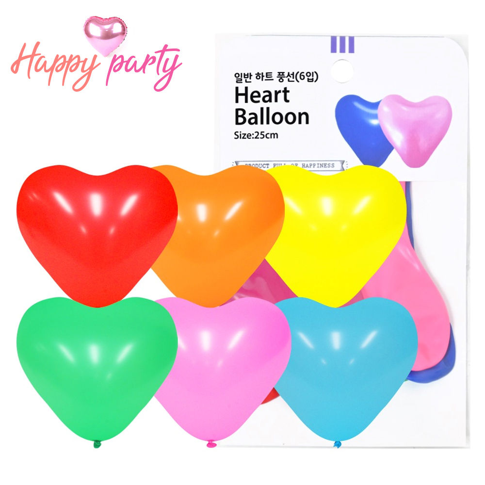 해피파티 하트 풍선 25cm (6개입) (색상혼합)