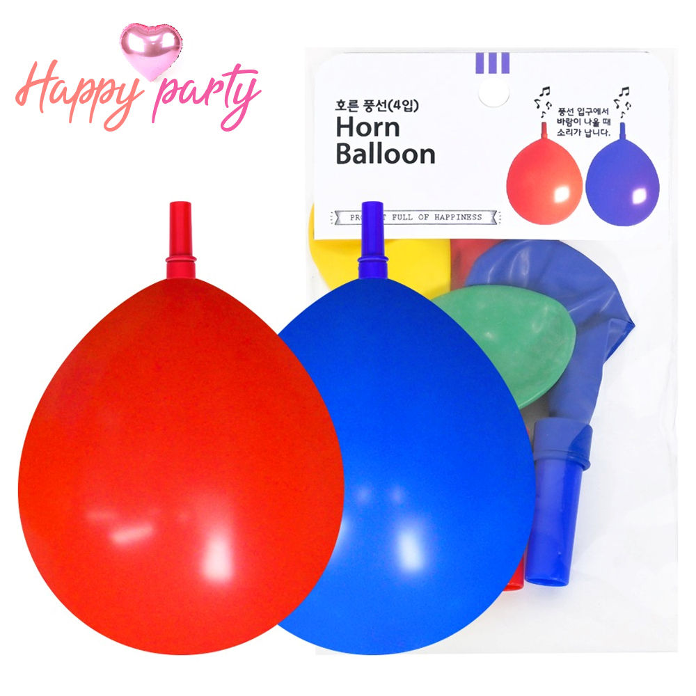 해피파티 호른 풍선 (4입) (색상혼합)