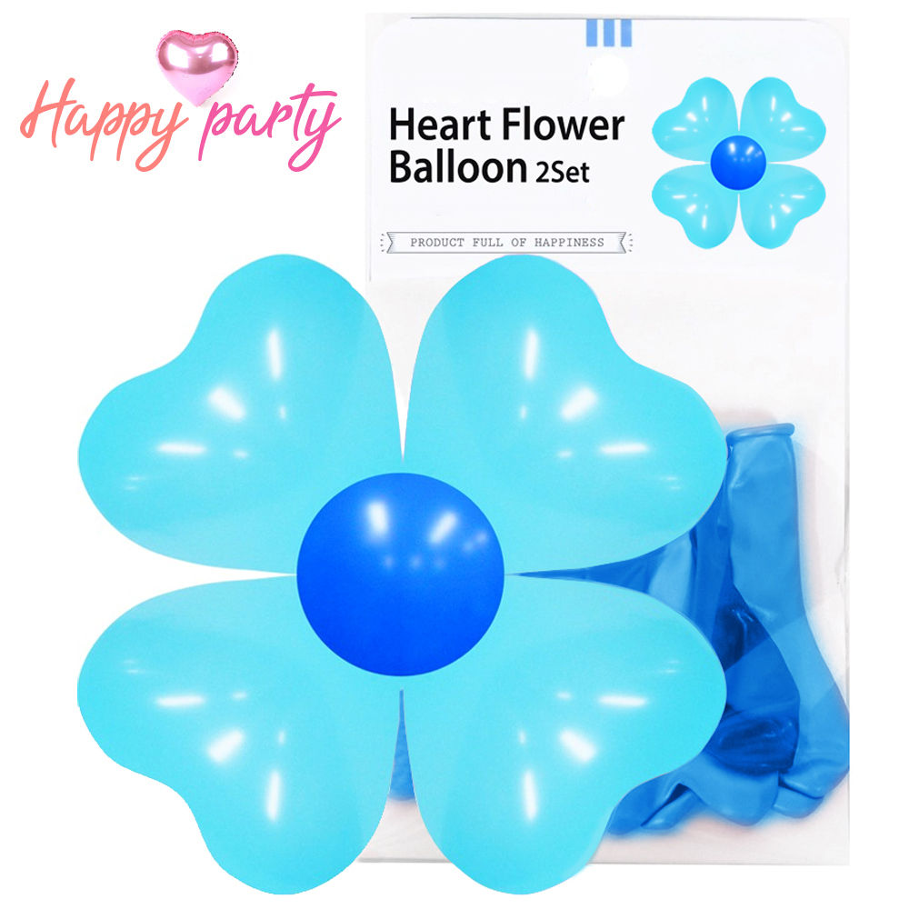 해피파티 하트 꽃 풍선 (2세트) (블루)