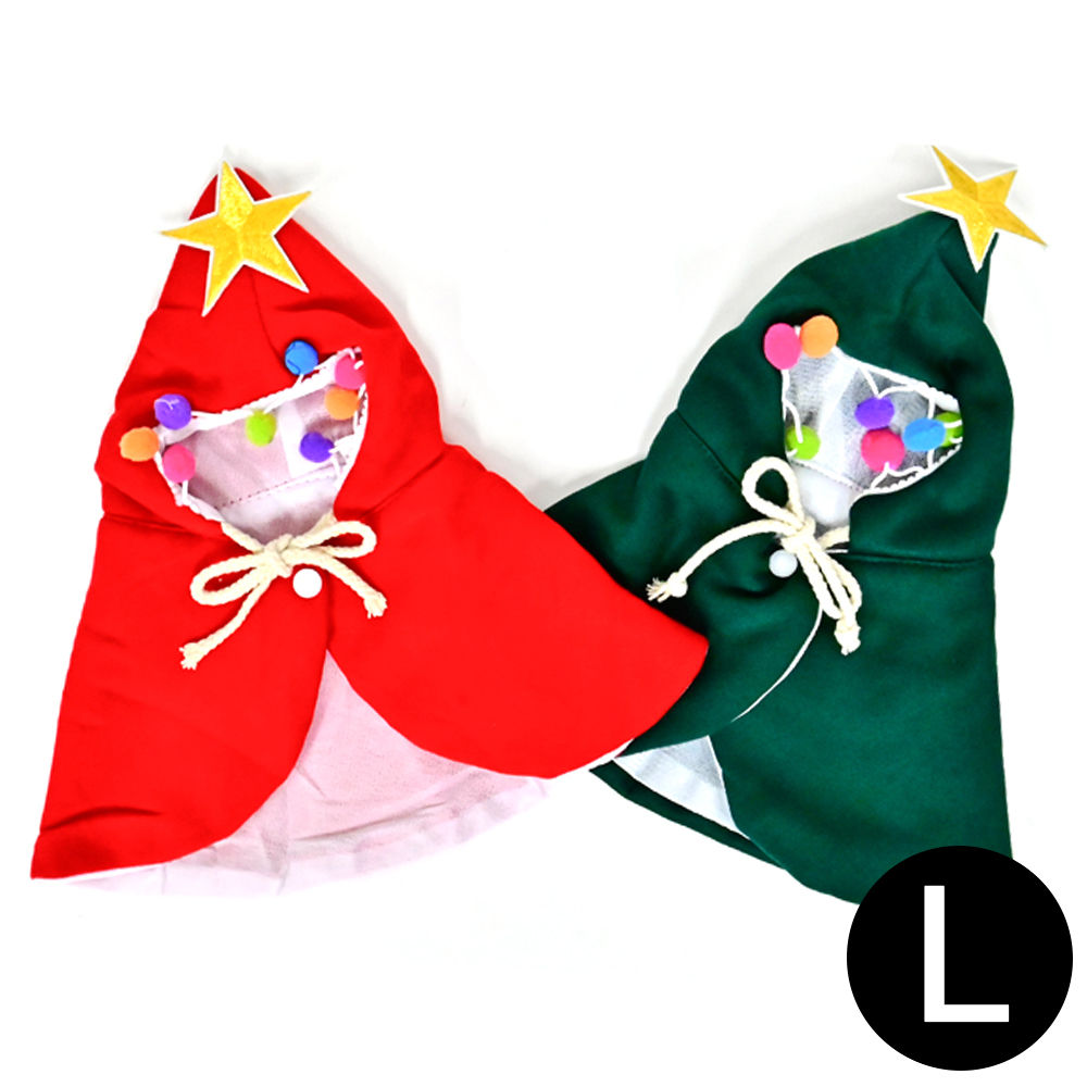 해피파티 펫 이벤트 강아지 크리스마스 폼폼이 후드망토 (L) (랜덤1개)