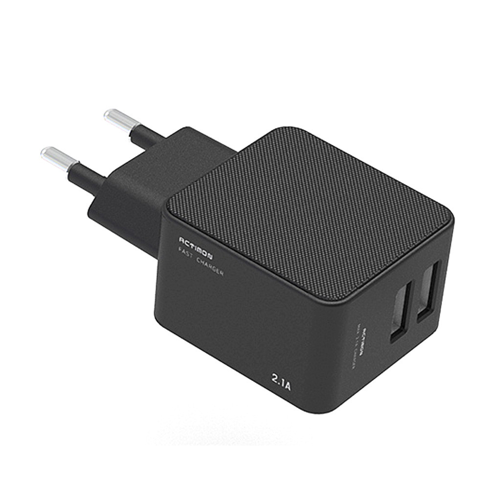 엑티몬 가정용고속충전기 2.1A USB 2포트 충전기 본품 (케이블미포함) (MON-212-T1)