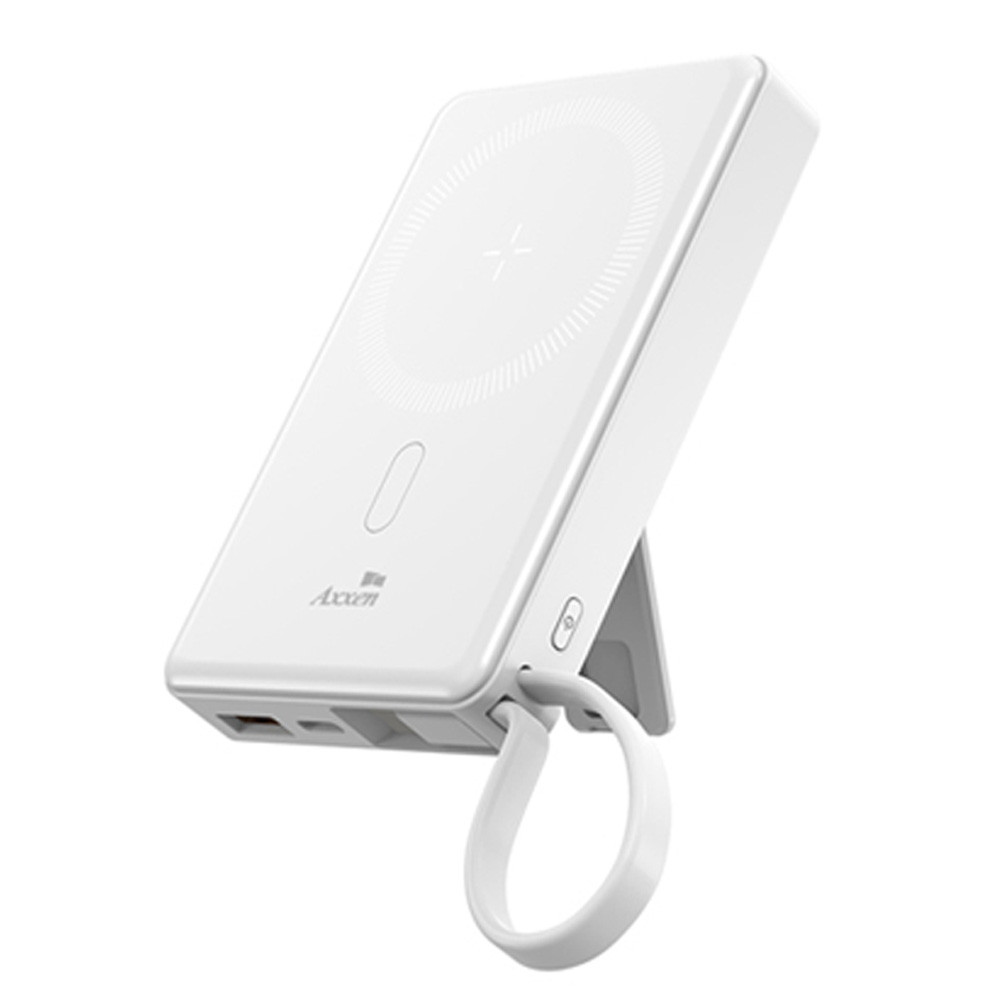 액센 보조배터리 맥세이프 10000mAh 고속보조배터리 22.5W 고속 무선 충전 (화이트) (BM113)