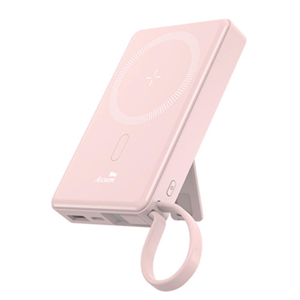액센 보조배터리 맥세이프 10000mAh 고속보조배터리 22.5W 고속 무선 충전 (핑크) (BM113)