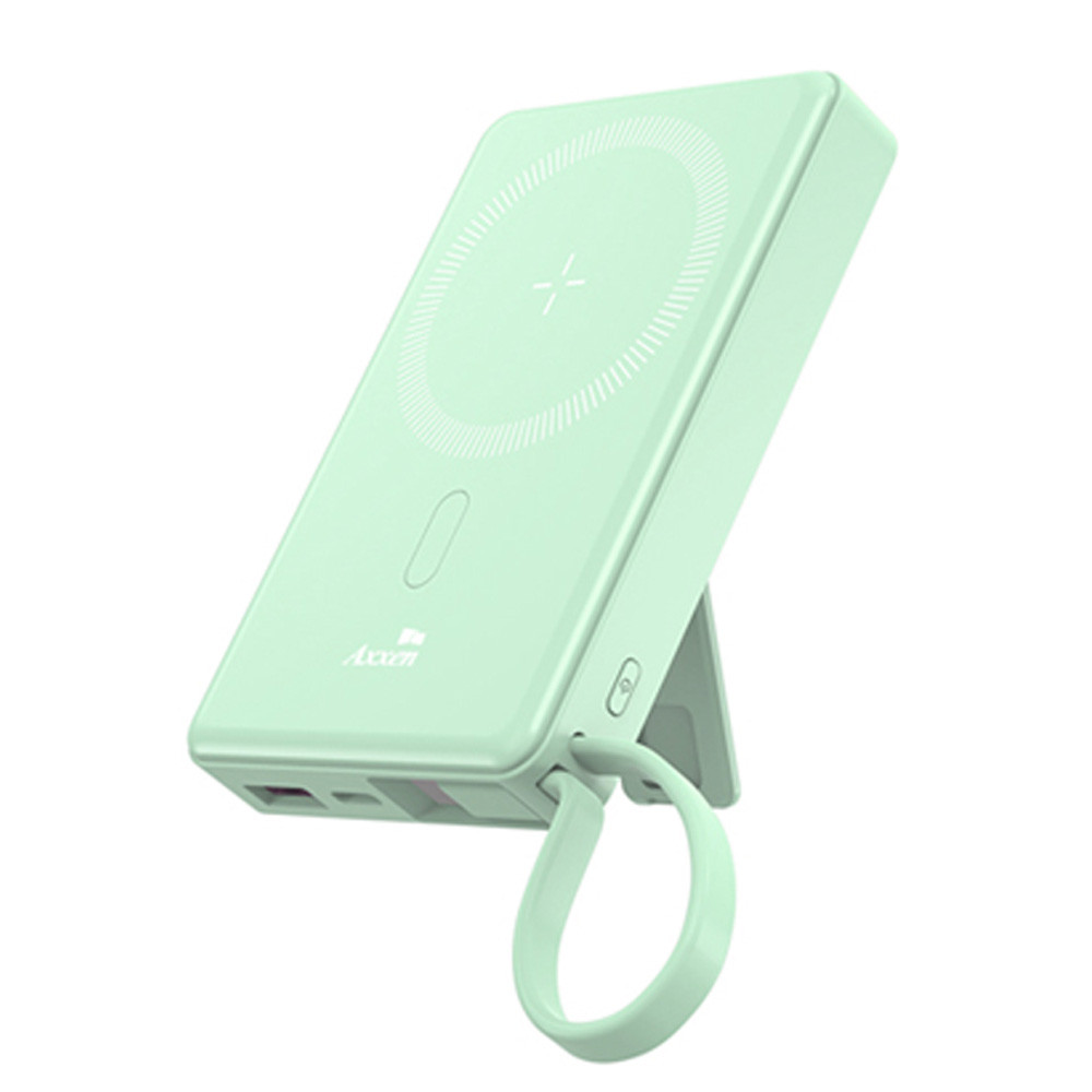 액센 보조배터리 맥세이프 10000mAh 고속보조배터리 22.5W 고속 무선 충전 (민트) (BM113)