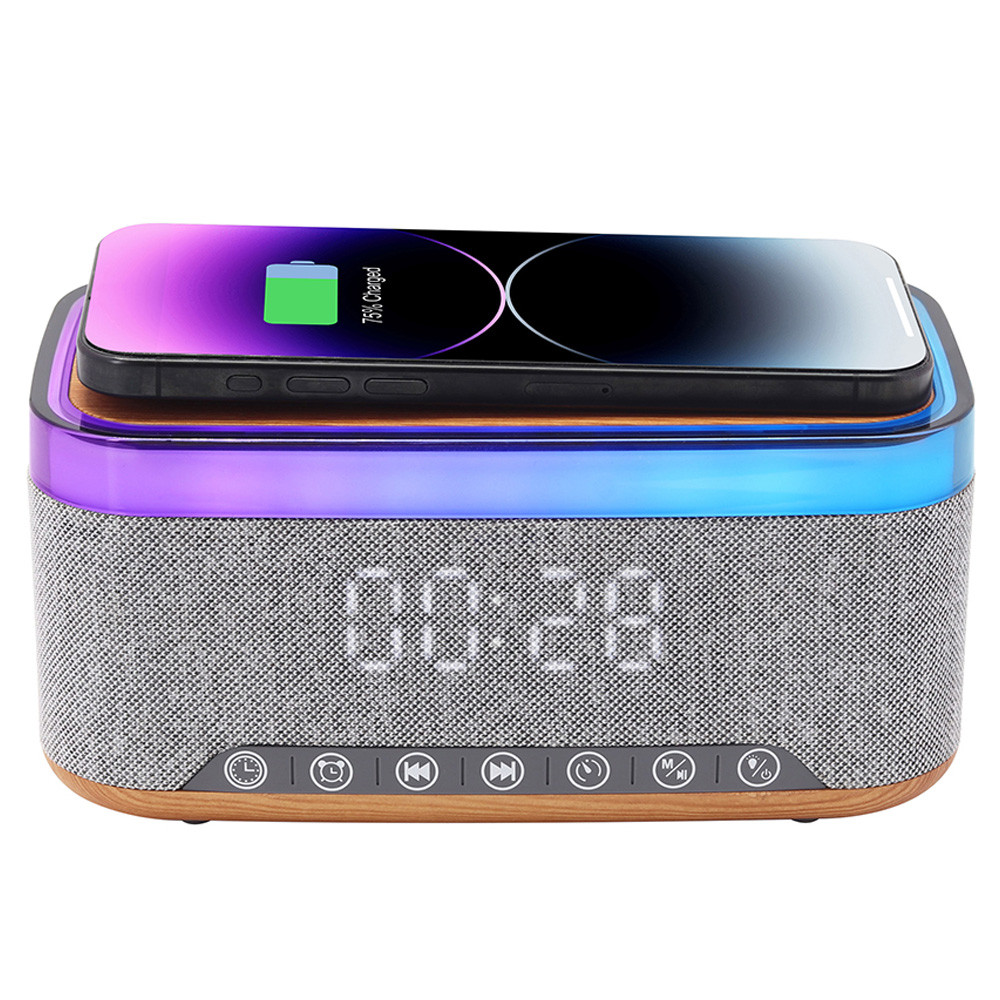 액센 스피커 우드 고속 무선충전 화이트 노이즈 무드 블루투스 시계 스피커 (BS53)