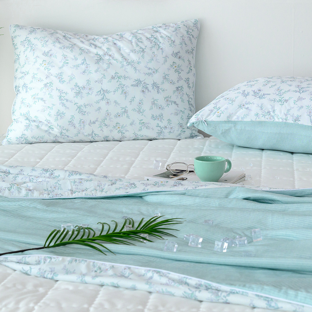 해피니 이불베개세트 비키 냉감 이불 베개 퀸 Q (민트) (베개솜 별매)