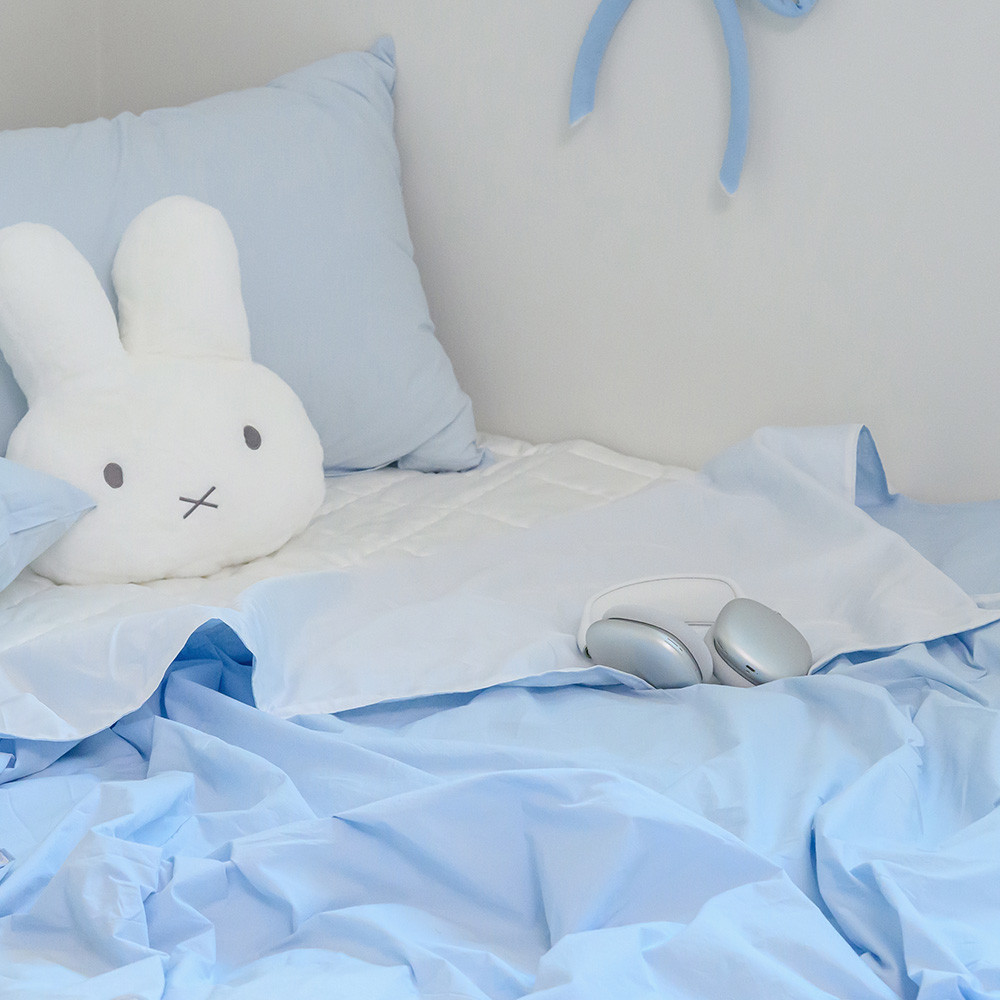 해피니 이불 여기호텔 고밀도 60수 듀라론 냉감 겹이불 슈퍼싱글 SS (블루)