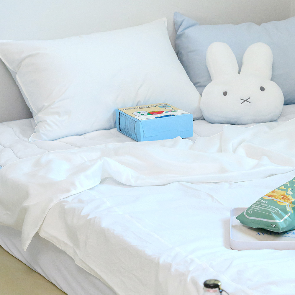 해피니 이불패드세트 여기호텔 고밀도 60수 듀라론 냉감 겹이불 패드 슈퍼싱글 SS (화이트) (베개솜 별매)