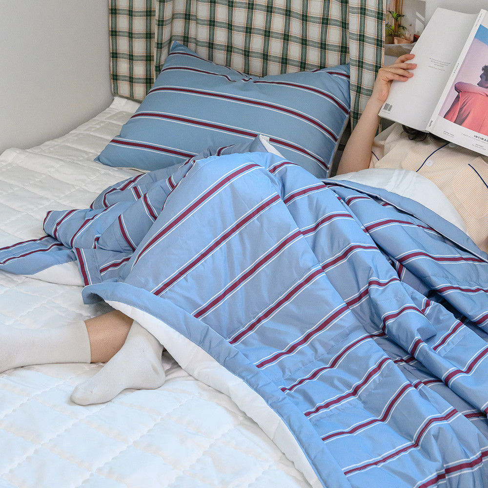 해피니 이불 레트로 M2 듀라론 냉감 차렵이불 퀸 Q (블루)
