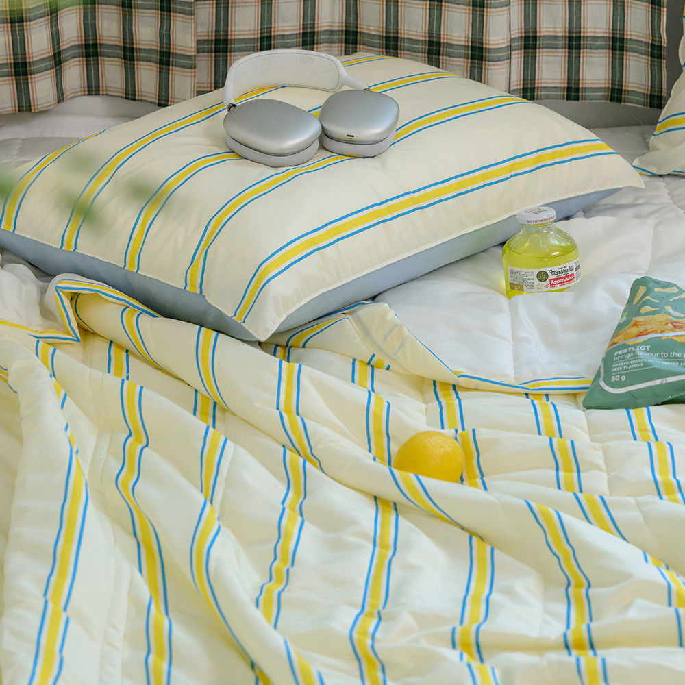 해피니 이불베개세트 레트로 M2 듀라론 냉감 이불 베개 슈퍼싱글 SS (옐로우) (베개솜 별매)