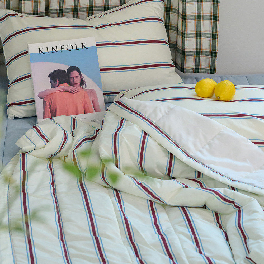 해피니 이불베개세트 레트로 M2 듀라론 냉감 이불 베개 슈퍼싱글 SS (크림) (베개솜 별매)