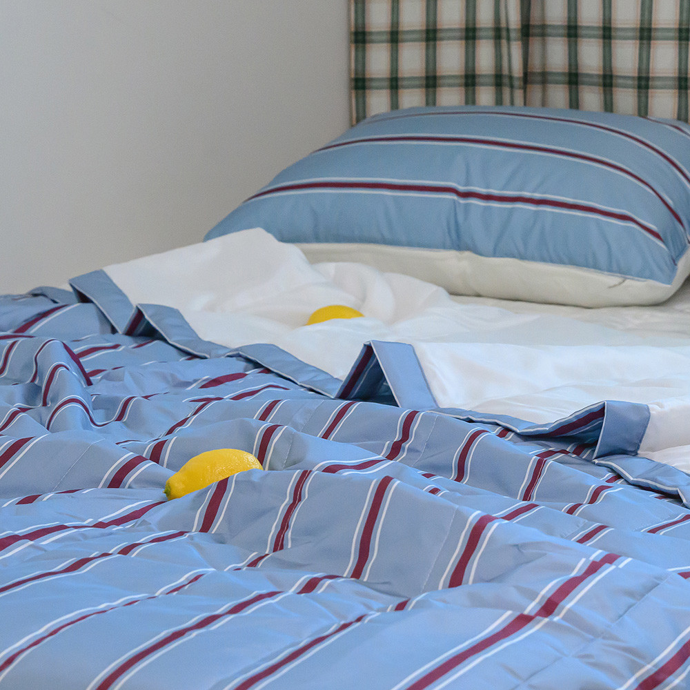 해피니 이불베개세트 레트로 M2 듀라론 냉감 이불 베개 슈퍼싱글 SS (블루) (베개솜 별매)