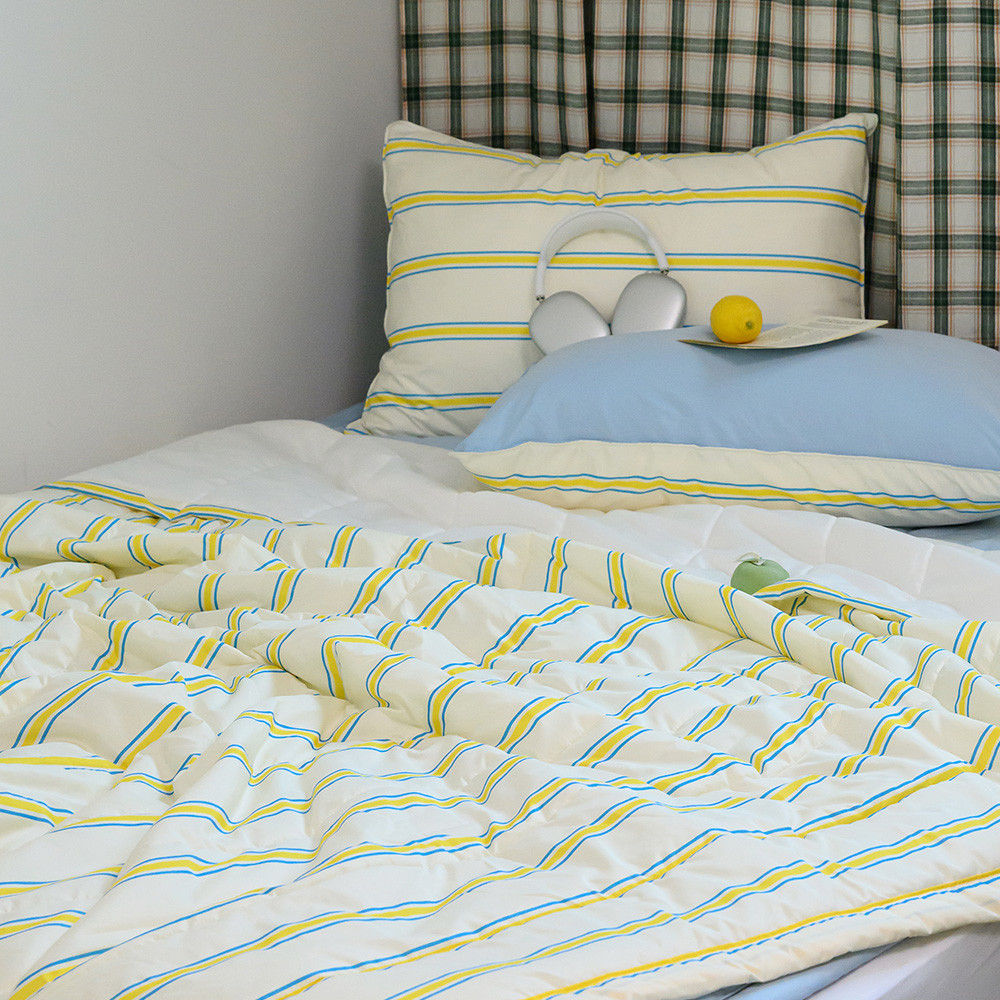 해피니 이불베개세트 레트로 M2 듀라론 냉감 이불 베개 퀸 Q (옐로우) (베개솜 별매)