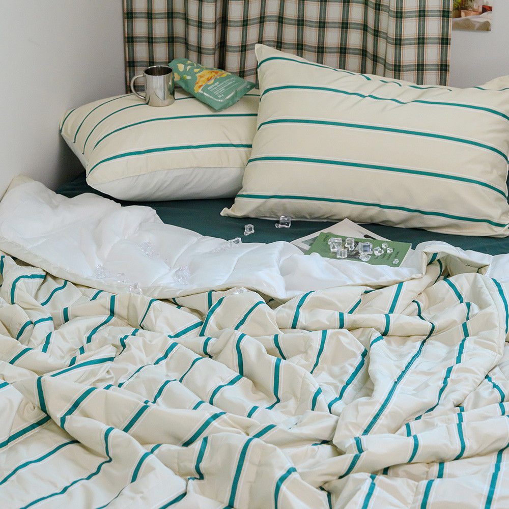 해피니 이불베개세트 레트로 M2 듀라론 냉감 이불 베개 퀸 Q (그린) (베개솜 별매)