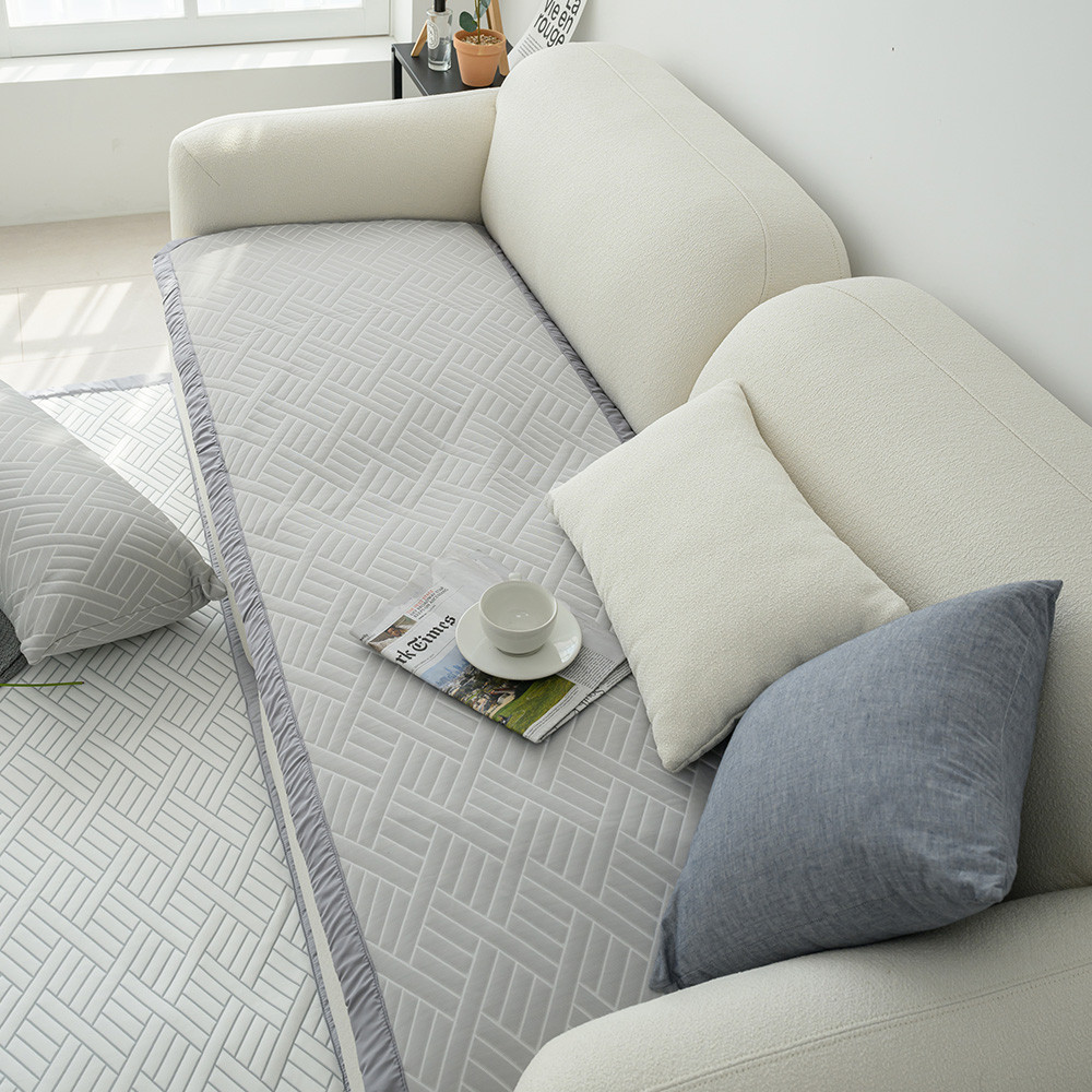 해피니 소파패드 엘리오 듀라론 3중직 냉감 소파 패드 3인용 (그레이)