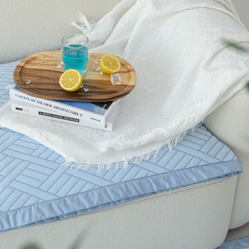 해피니 소파패드 엘리오 듀라론 3중직 냉감 소파 패드 4인용 (블루)