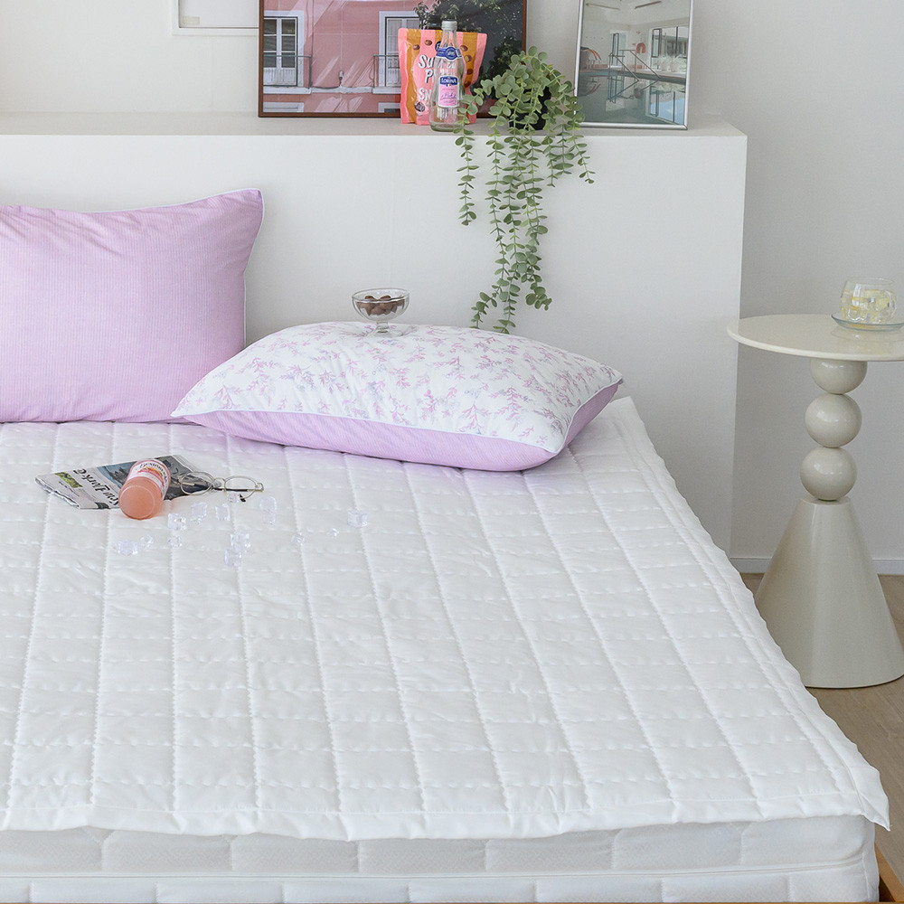 해피니 침대패드 듀라론 쿨 냉감 카페트 겸 패드 슈퍼싱글 SS (화이트)