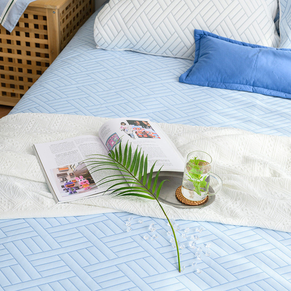 해피니 침대패드 엘리오 듀라론 3중직 냉감패드 패드 슈퍼싱글 SS (블루)