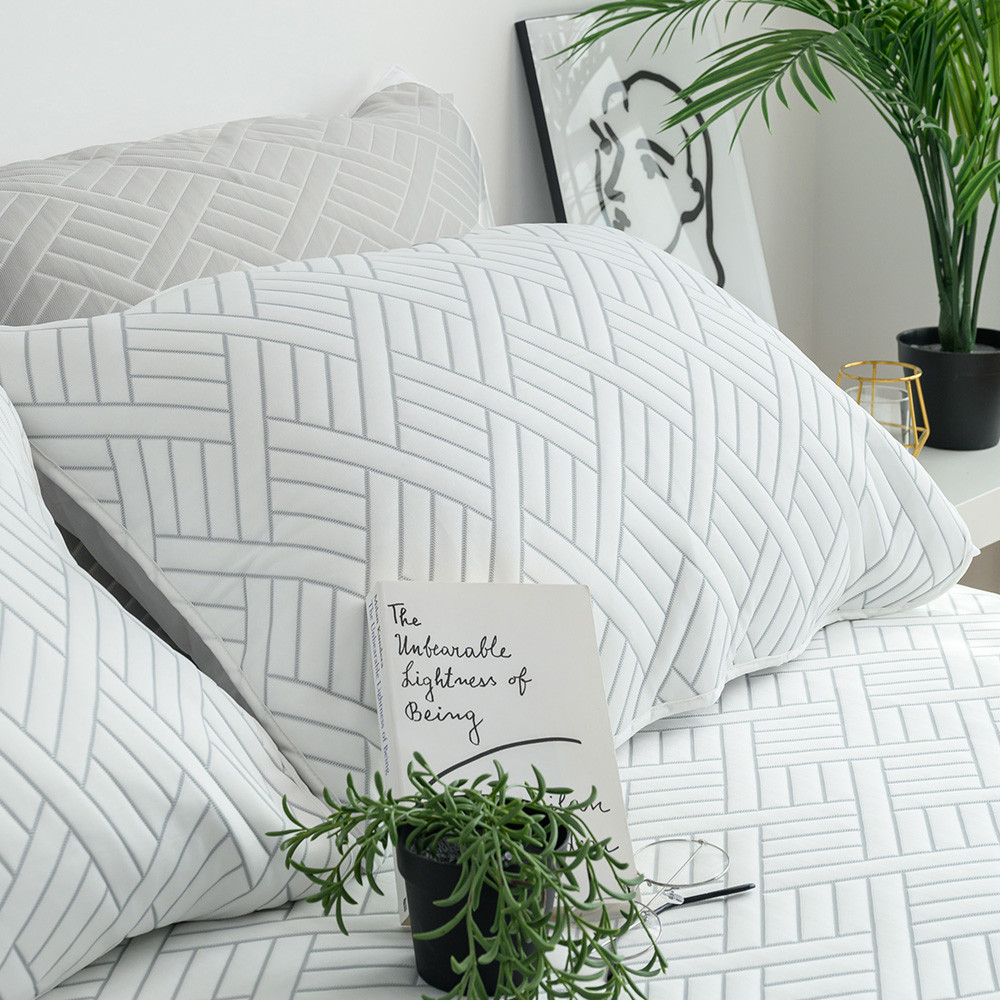 해피니 베개커버 엘리오 듀라론 3중직 냉감베개커버 밴드형 50x70 (화이트) (베개솜 별매)