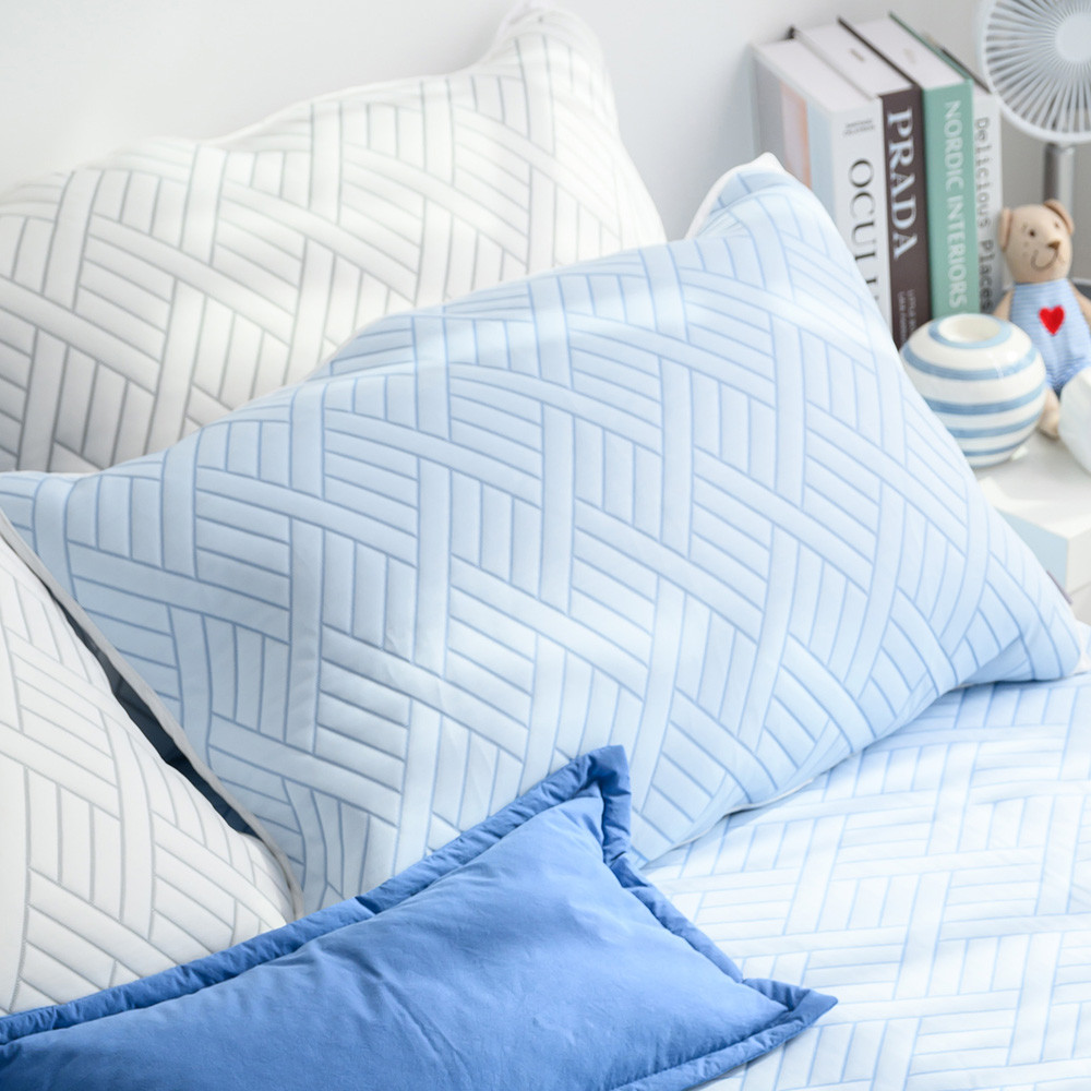 해피니 베개커버 엘리오 듀라론 3중직 냉감베개커버 밴드형 50x70 (블루) (베개솜 별매)