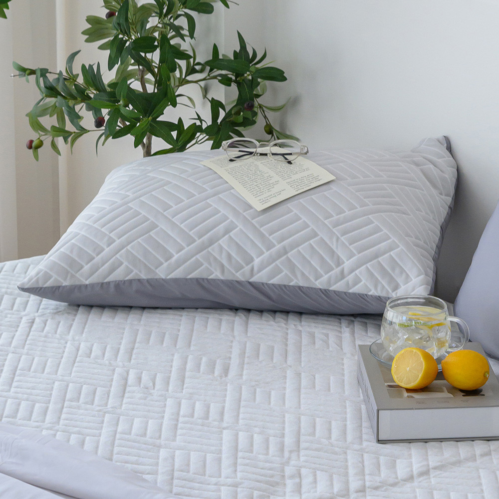 해피니 베개커버 엘리오 듀라론 3중직 냉감베개커버 지퍼형 50x70 (그레이) (베개솜 별매)