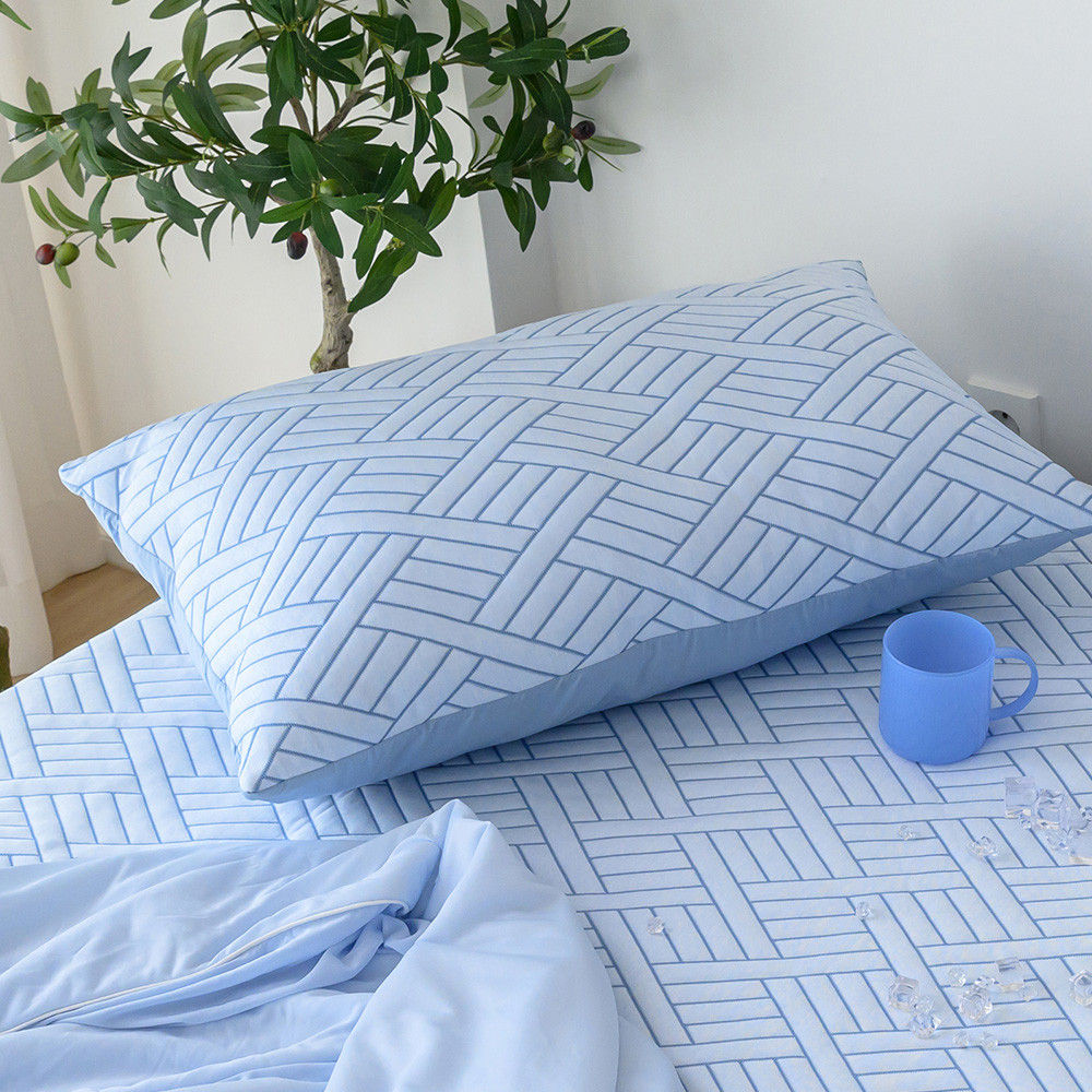 해피니 베개커버 엘리오 듀라론 3중직 냉감베개커버 지퍼형 50x70 (블루) (베개솜 별매)