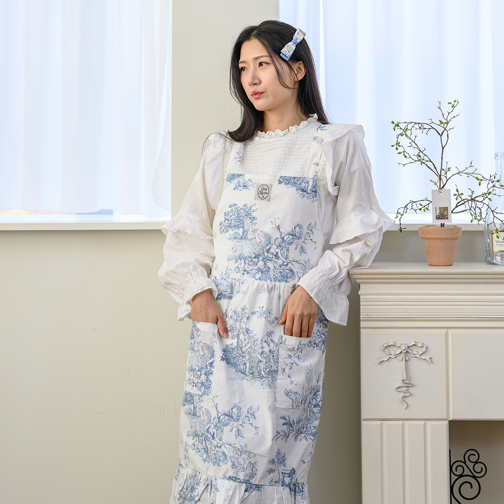 해피니 앞치마 디오레 앞치마 (블루) 바리스타앞치마 식당앞치마 카페앞치마