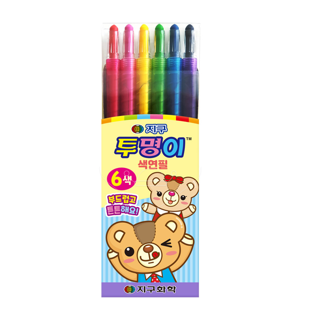 지구화학 색연필 투명이 6색 샤프식 돌돌이색연필 미술용품