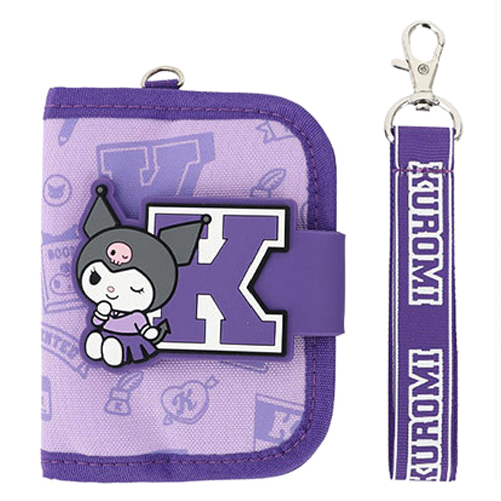 윙하우스 학생지갑 산리오 이니셜 2단 목걸이 지갑 (쿠로미) 캐릭터 편리한 예쁜지갑