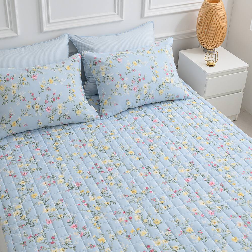 해피니 침대패드 빅토리아 카페트겸패드 퀸 (Q) (블루) 패드 침대매트