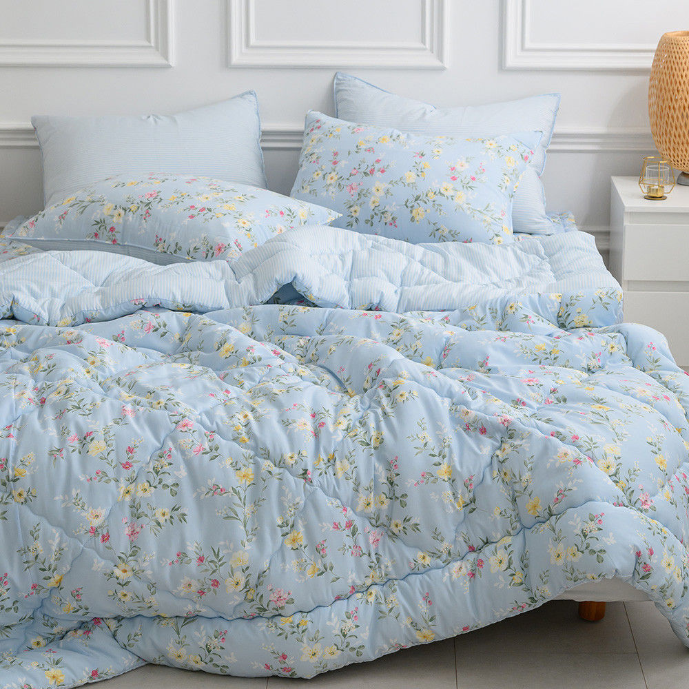 해피니 이불베개세트 빅토리아 차렵이불 베개세트 퀸 (Q) (블루) (베개솜 별매)