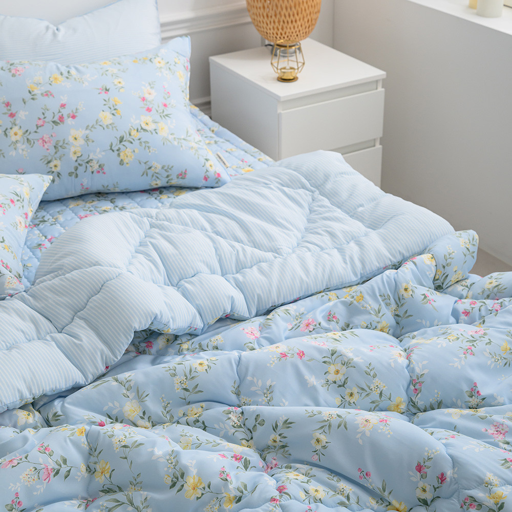 해피니 이불패드세트 빅토리아 차렵이불 패드세트 슈퍼싱글 (SS) (블루) (베개솜 별매)