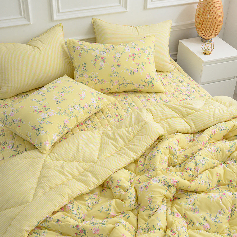 해피니 이불패드세트 빅토리아 차렵이불 패드세트 퀸 (Q) (옐로우) (베개솜 별매)