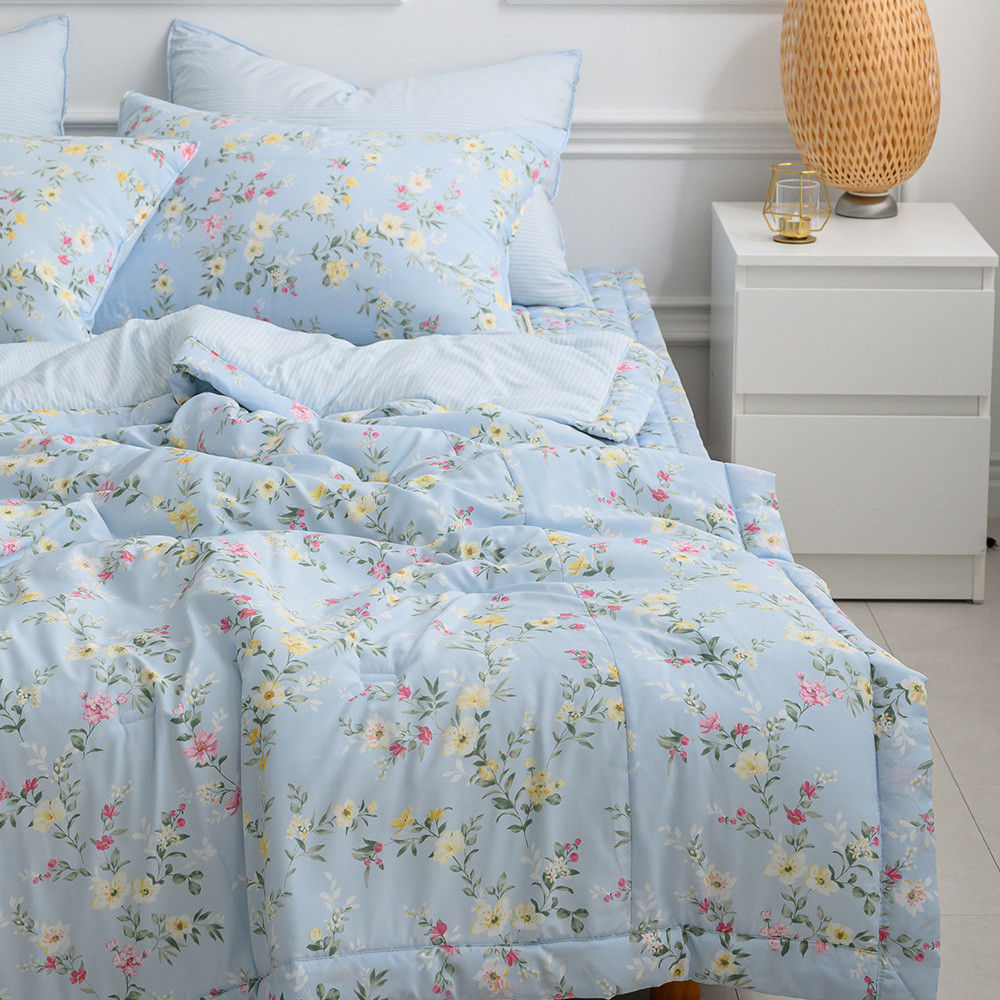 해피니 이불베개세트 빅토리아 간절기이불 베개세트 슈퍼싱글 (SS) (블루) (베개솜 별매)