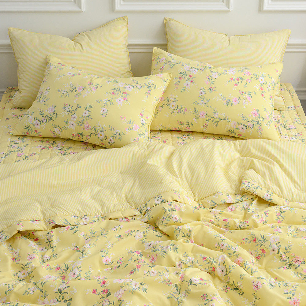 해피니 이불베개세트 빅토리아 간절기이불 베개세트 퀸 (Q) (옐로우) (베개솜 별매)