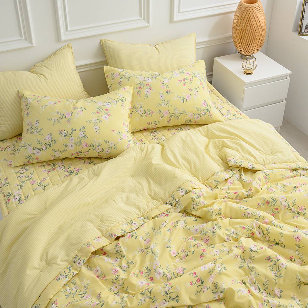 해피니 이불패드세트 빅토리아 간절기이불 패드세트 퀸 (Q) (옐로우) (베개솜 별매)