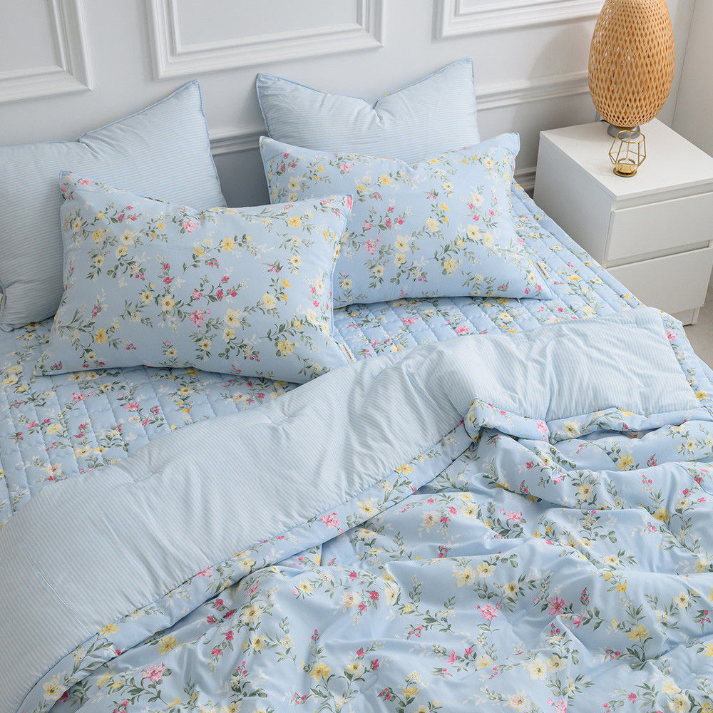 해피니 이불패드세트 빅토리아 간절기이불 패드세트 퀸 (Q) (블루) (베개솜 별매)