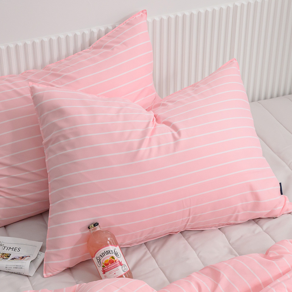 해피니 베개커버 클래식 스트라이프 안티더스트 베개 50x70 (핑크) (베개솜 별매)